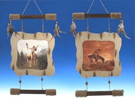 INT4168 Hanging Wooden Southwestern Plaque 2 asst